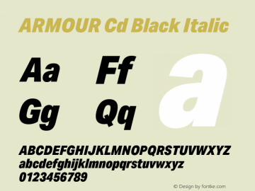 ARMOUR Cd Black Italic Version 1.000 Font Sample