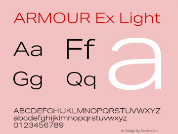 ARMOUR Ex Light Version 1.000 Font Sample