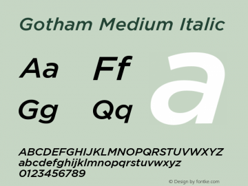 Gotham-MediumItalic Version 1.200图片样张