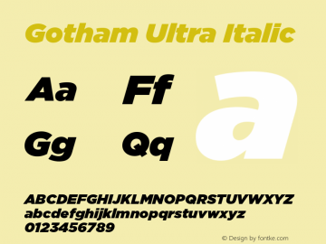 Gotham-UltraItalic Version 1.200 Font Sample