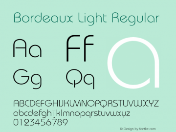 Bordeaux Light Regular 001.000 Font Sample