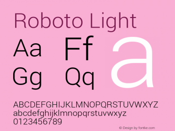 Roboto Light Regular Version 1.100141; 2013 Font Sample