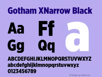 GothamXNarrow-Black Version 2.200; Font Sample