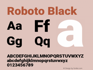 Roboto Black Version 2.001171; 2014 Font Sample