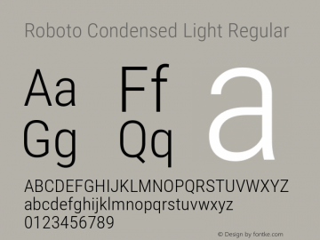 Roboto Condensed Light Version 2.001240; 2014图片样张