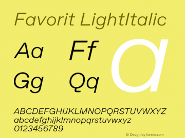 Favorit Light Italic Version 1.0图片样张