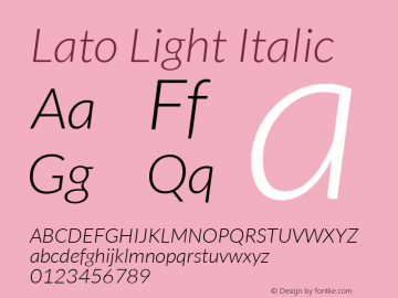 Lato-LightItalic Version 1.104; Western+Polish opensource图片样张