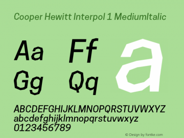 CooperHewittInterpol1-MediumItalic 1.000 Font Sample