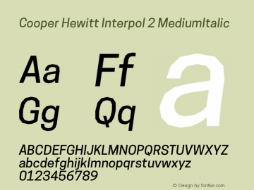 CooperHewittInterpol2-MediumItalic 1.000 Font Sample