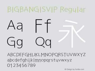 BIGBANGISVIP Version 1.20 October 6, 2015 Font Sample