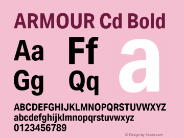 ARMOUR Cd Bold Version 1.000 Font Sample