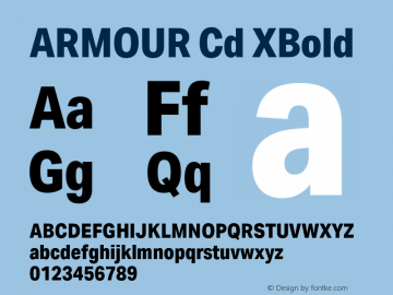ARMOUR Cd XBold Version 1.000 Font Sample