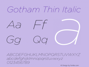 Gotham-ThinItalic Version 3.201 Pro (Latin-X, Greek, Cyrillic-X)图片样张