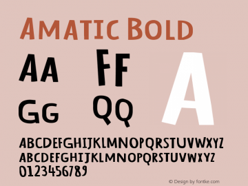 Amatic Bold Version 1.000 Font Sample