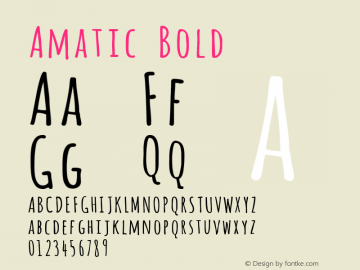 Amatic Bold Version 2.000 Font Sample