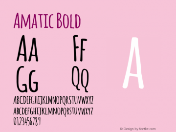 Amatic Bold Version 2.001; ttfautohint (v0.94.23-7a4d-dirty) -l 8 -r 50 -G 200 -x 14 -w 