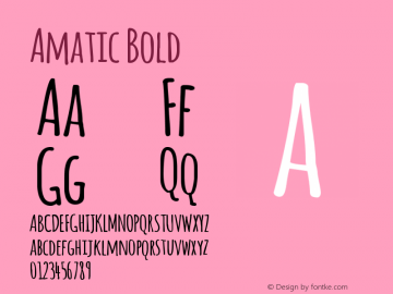 Amatic Bold Version 2.001 Font Sample