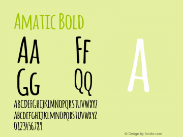 Amatic Bold Version 2.001 Font Sample