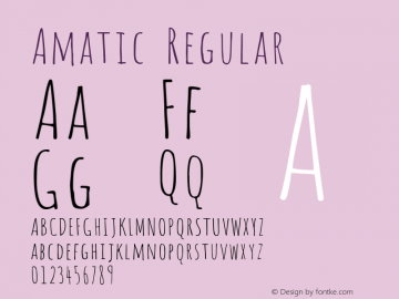 Amatic Regular Version 2.000 Font Sample