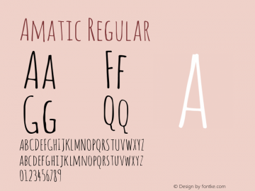 Amatic Regular Version 1.000 Font Sample