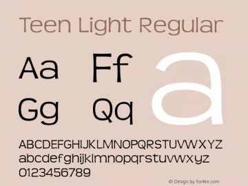 Teen Light Regular Version 2.000 2004 Font Sample
