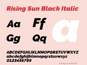 Rising Sun Black Italic Version 1.000 Font Sample