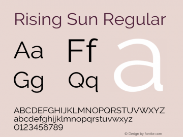 Rising Sun Regular Version 1.000 Font Sample