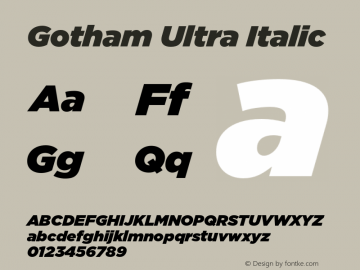Gotham-UltraItalic Version 3.301 Font Sample