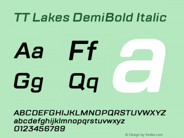 TT Lakes DemiBold Italic Version 1.000图片样张