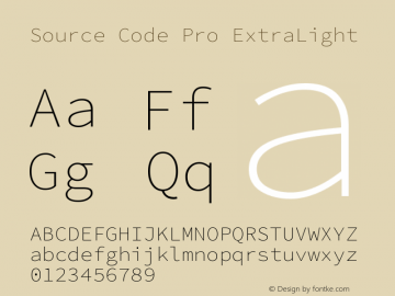 Source Code Pro ExtraLight Version 2.030;PS 1.0;hotconv 16.6.51;makeotf.lib2.5.65220 Font Sample