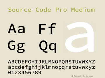 Source Code Pro Medium Version 2.030;PS 1.0;hotconv 16.6.51;makeotf.lib2.5.65220 Font Sample