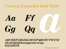 CenturyExpandedBT-BoldItalic 003.001 Font Sample