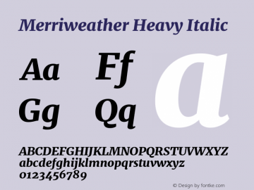 Merriweather Heavy Italic Version 1.001 Font Sample
