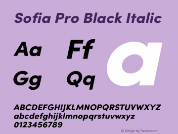 SofiaProBlack-Italic Version 3.000;PS 003.000;hotconv 1.0.88;makeotf.lib2.5.64775 Font Sample