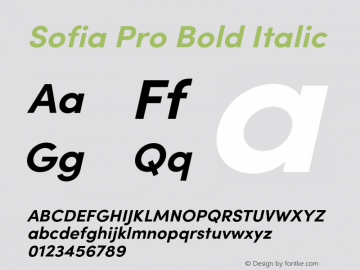 SofiaPro-BoldItalic Version 3.000;PS 003.000;hotconv 1.0.88;makeotf.lib2.5.64775 Font Sample