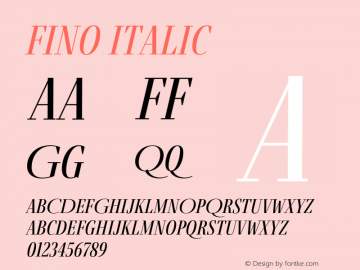 Fino Italic Version 1.012;PS 001.012;hotconv 1.0.88;makeotf.lib2.5.64775 Font Sample