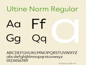 Ultine Norm Regular Version 1.000 Font Sample