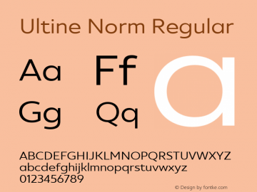 Ultine Norm Regular Version 1.000 Font Sample
