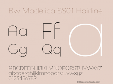 Bw Modelica SS01 Hairline Version 2.000;PS 002.000;hotconv 1.0.88;makeotf.lib2.5.64775 Font Sample