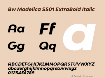 Bw Modelica SS01 ExtraBold Italic Version 2.000;PS 002.000;hotconv 1.0.88;makeotf.lib2.5.64775 Font Sample