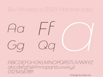 Bw Modelica SS01 Hairline Italic Version 2.000;PS 002.000;hotconv 1.0.88;makeotf.lib2.5.64775图片样张