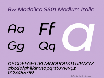 Bw Modelica SS01 Medium Italic Version 2.000;PS 002.000;hotconv 1.0.88;makeotf.lib2.5.64775 Font Sample