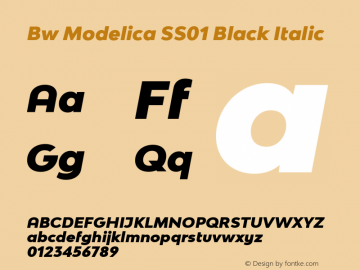 Bw Modelica SS01 Black Italic Version 2.000;PS 002.000;hotconv 1.0.88;makeotf.lib2.5.64775 Font Sample