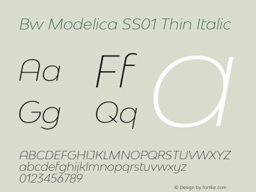 Bw Modelica SS01 Thin Italic Version 2.000;PS 002.000;hotconv 1.0.88;makeotf.lib2.5.64775 Font Sample