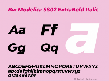 Bw Modelica SS02 ExtraBold Italic Version 2.000;PS 002.000;hotconv 1.0.88;makeotf.lib2.5.64775图片样张