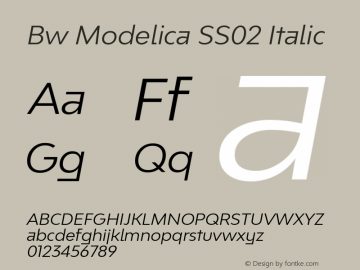 Bw Modelica SS02 Regular Italic Version 2.000;PS 002.000;hotconv 1.0.88;makeotf.lib2.5.64775图片样张