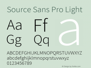 Source Sans Pro Light Version 2.020;PS 2.000;hotconv 1.0.86;makeotf.lib2.5.63406图片样张