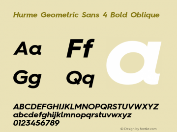 Hurme Geometric Sans 4 Bold Oblique Version 1.001 Font Sample