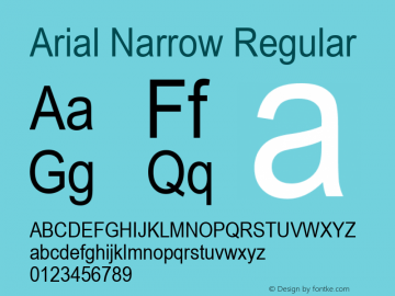 Arial Narrow Version 2.20 Font Sample
