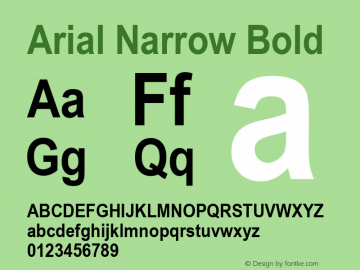 Arial Narrow Bold Version 2.20 Font Sample